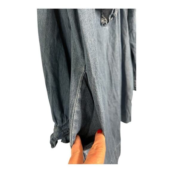 DRAPER JAMES RSVP Ruffle Bib Medium Wash Denim Jean Sheath Mini Dress Size M - Picture 7 of 15